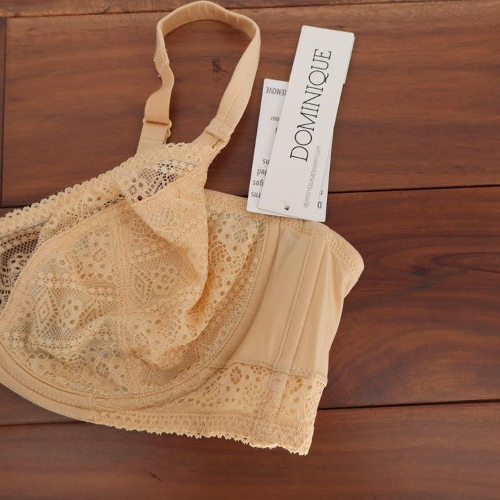 Dominique Tessa T-Shirt Bra Women 40B Latte Stretch Adjustable Strap Lace Detail