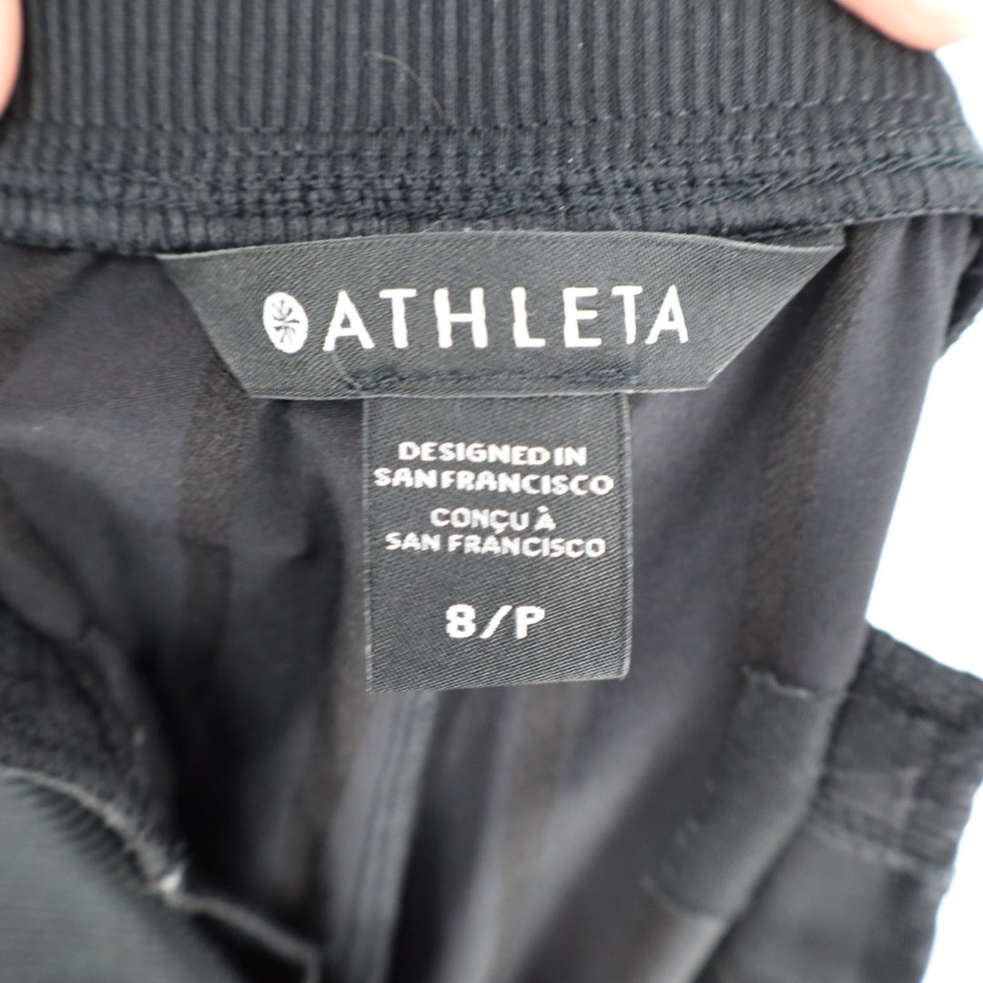 Athleta Pants Womens 8P Black Stretch Slash Pockets Elastic Waist Tapered Leg