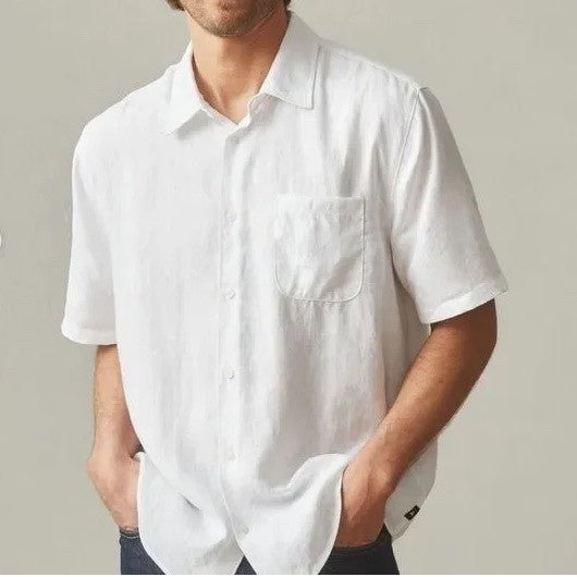 American Giant Men's Resort Shirt Linen Size L Made In USA