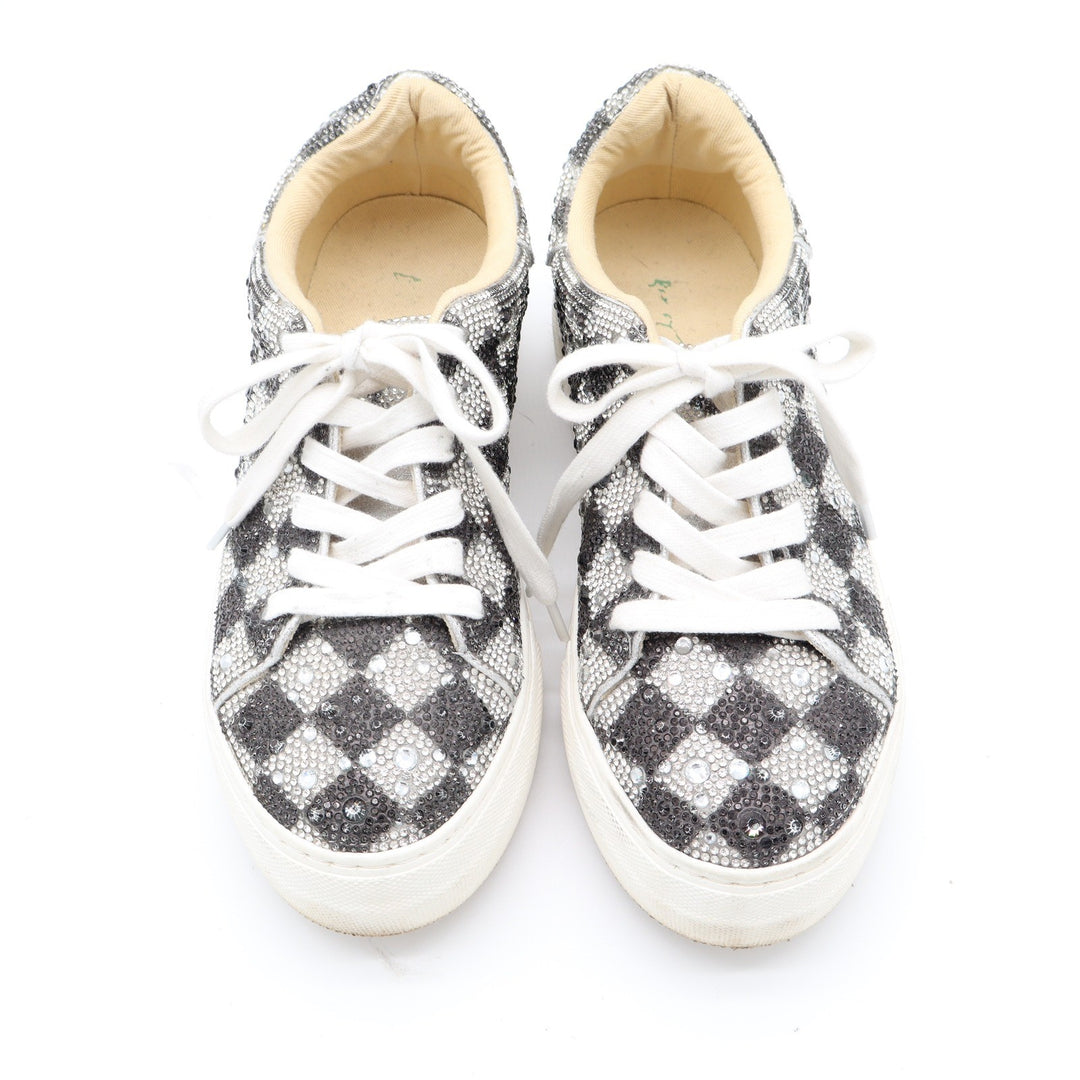 SB-SIDNY Rhinestone Checkered Platform Sneakers Black Silver Size 6M