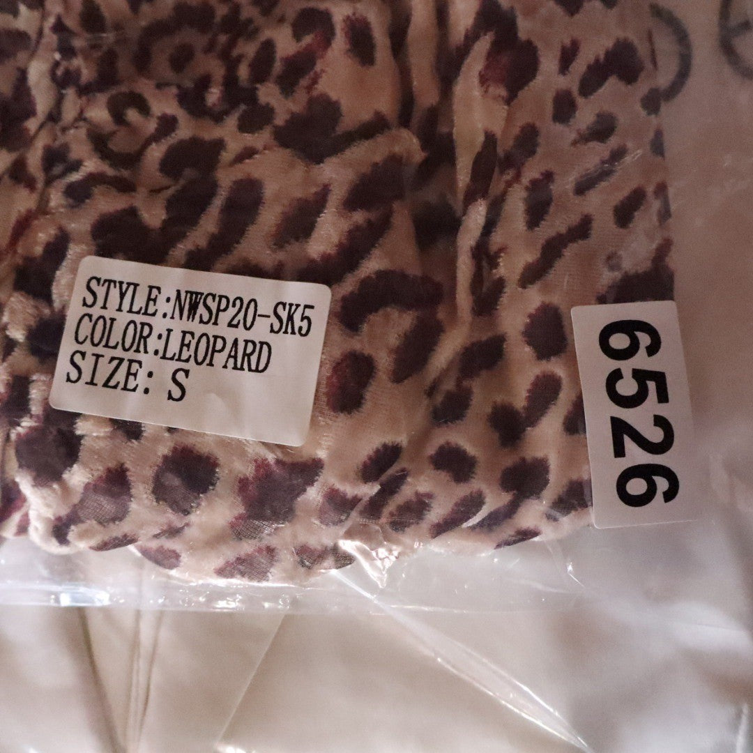 Naked Wardrobe Leopard Print Draped Mini Skirt Brown Burgundy Small