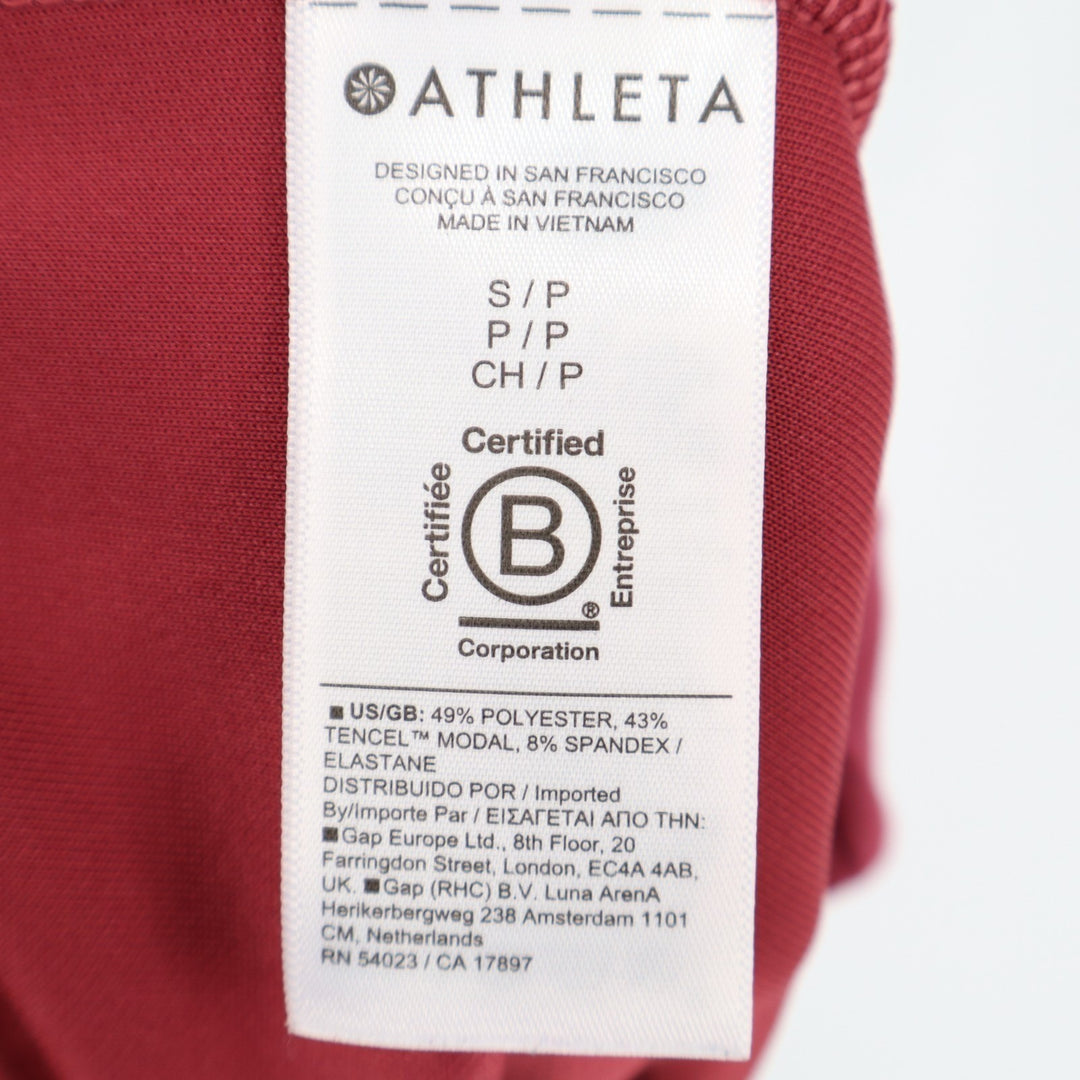 Athleta Crop Sweatpants Womens S Pink Stretch Slash Pockets Drawstring Wide Leg