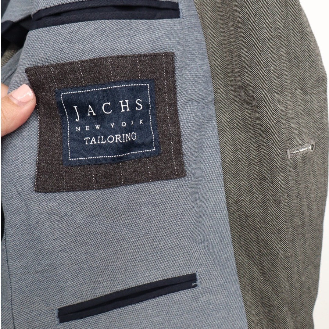 Jachs New York Tailoring Charcoal Herringbone Blazer Jacket Men's Size M