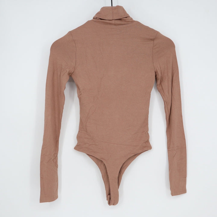 Naked Wardrobe Mauve Brown Long Sleeve Turtleneck Bodysuit Small