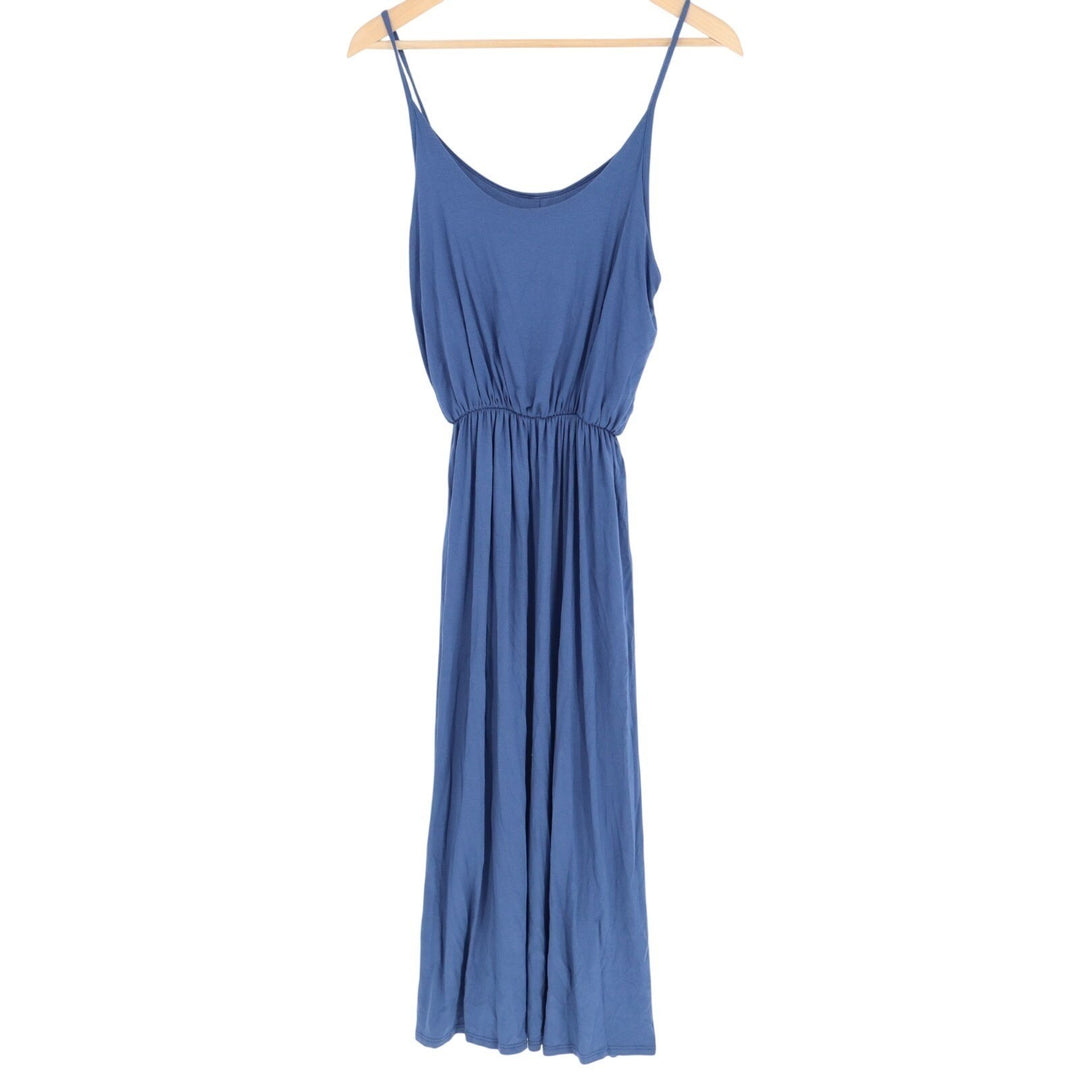 Olivia Rae Maxi Dress Womens Medium Blue Rayon Elastic Waist Spaghetti Strap