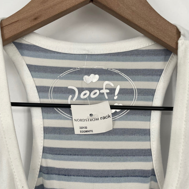 Poof! Womens Striped Racerback Tank Top Size Small White Blue
