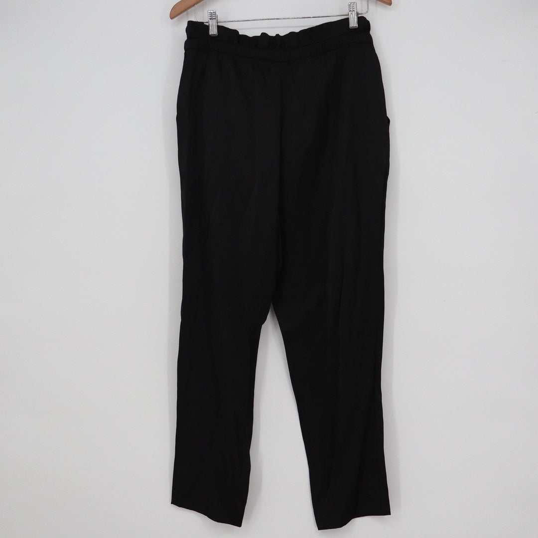 Express Womens Black High Rise Ankle Paperbag Waist Tapered Pants Size Medium