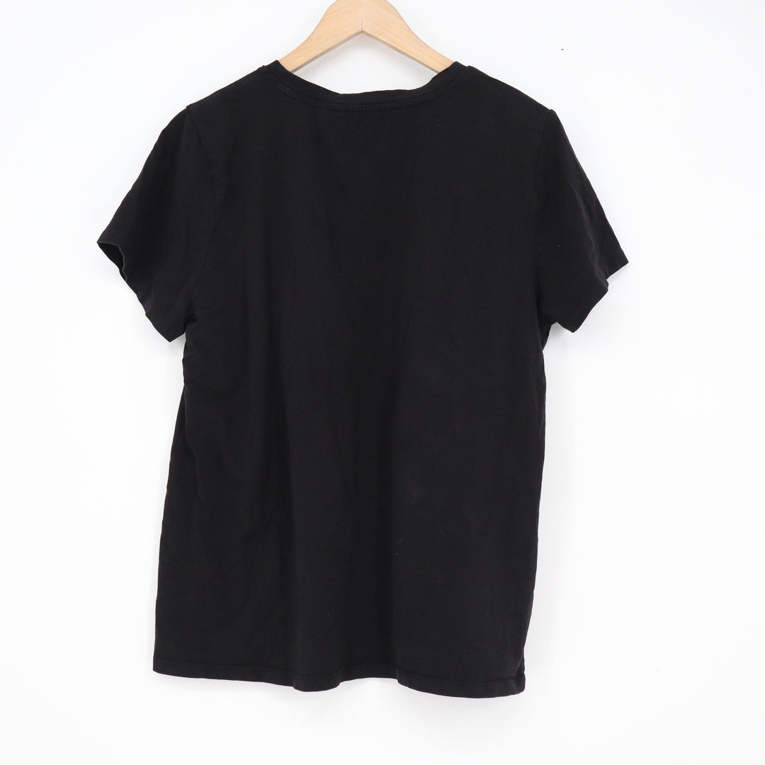 Calvin Klein Womens Black Sequin Pocket T-Shirt Crew Neck Short Sleeve Large