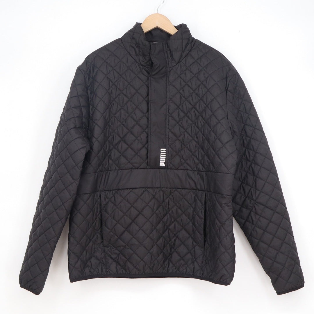 Puma Mens Black Quilted Anorak Pullover Puffer Jacket XL Mock Neck