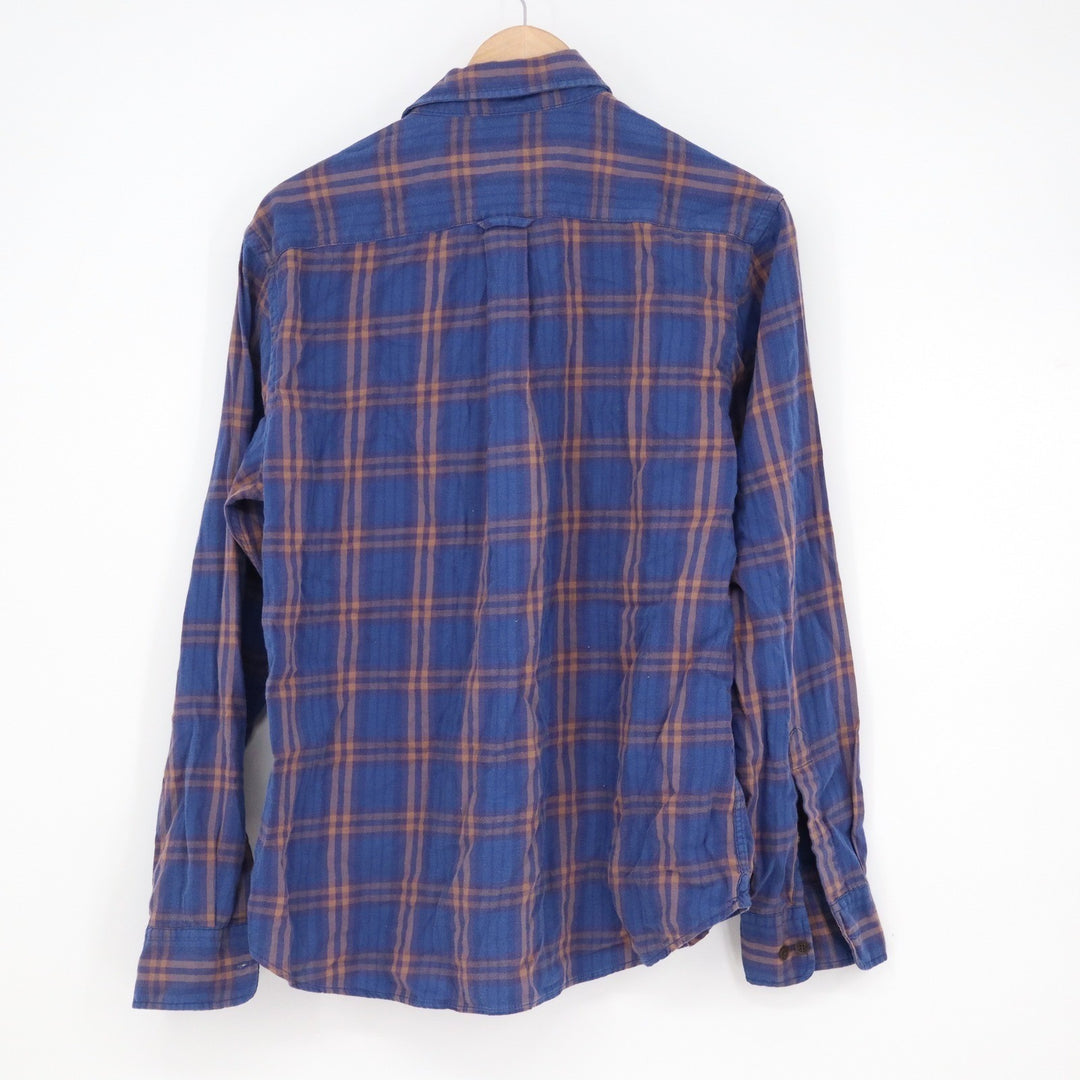 US Polo Assn Mens Tailored Fit Plaid Flannel Button Down Shirt Blue Brown L