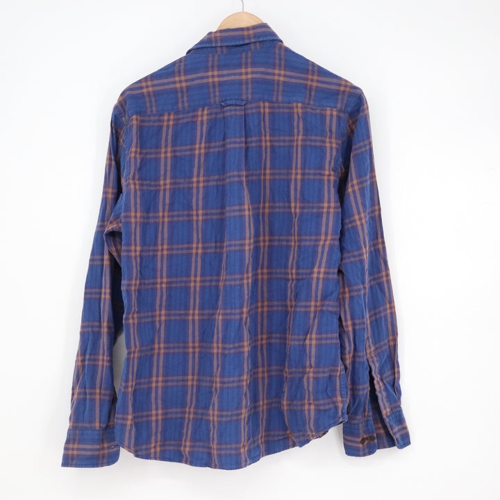 US Polo Assn Mens Tailored Fit Plaid Flannel Button Down Shirt Blue Brown L