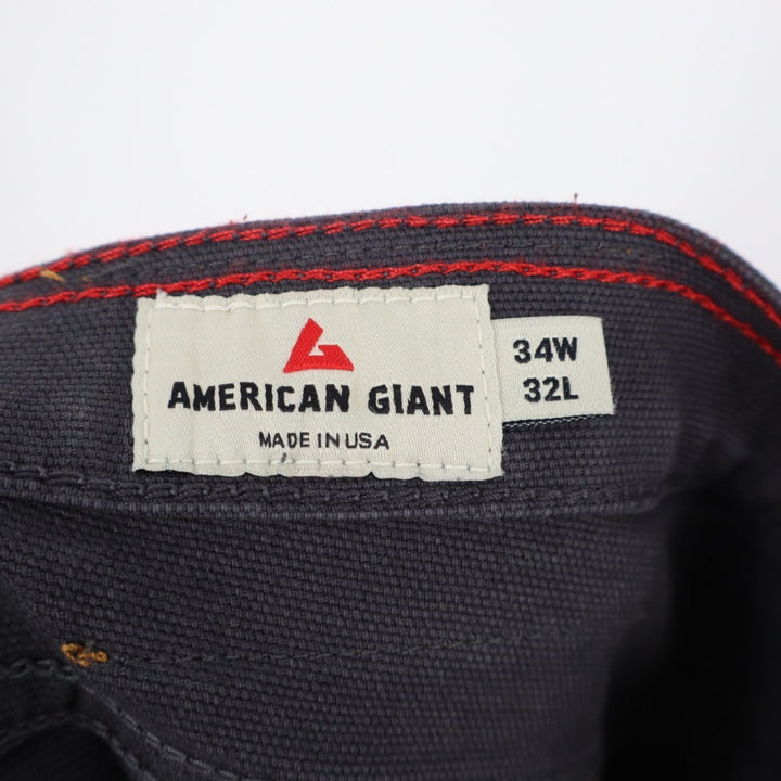 American Giant Roughneck Straight Jeans Mens 34x32 Charcoal Gray Canvas Mid Rise