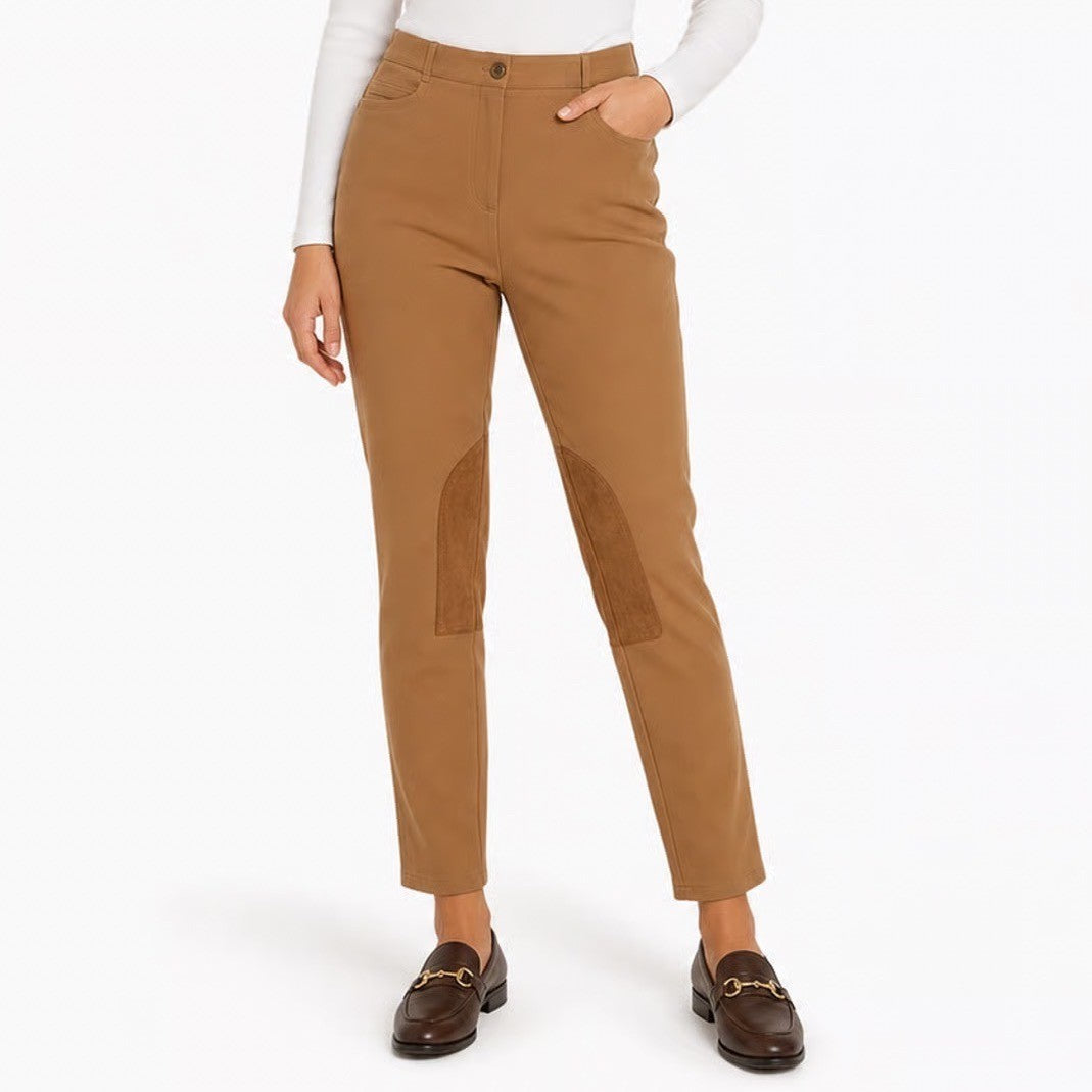Talbots Camel Tan Equestrian Skinny Ankle Riding Pants with Knee Patches Size 14