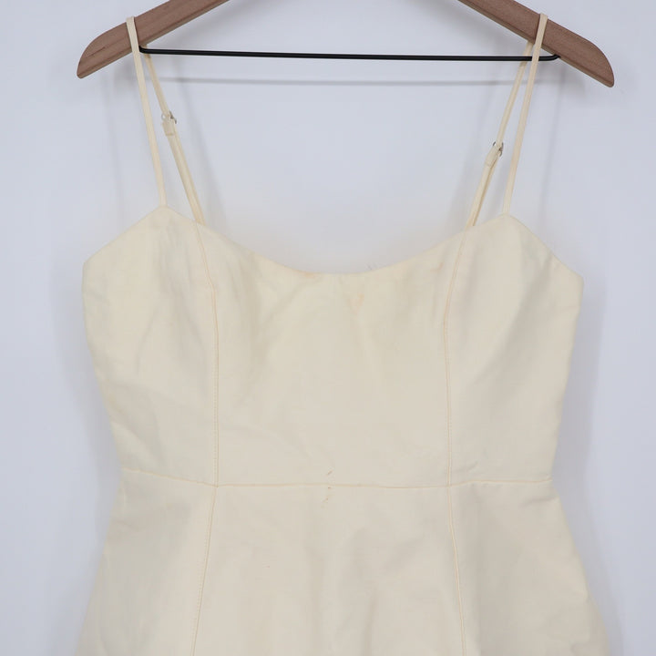 Showpo Carolina Mini Dress Off White Scoop Neck Panel Bodice Womens Size 8