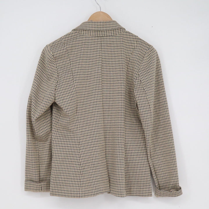 Maeve Anthropologie Womens Plaid Blazer Tan Black Single Button XS
