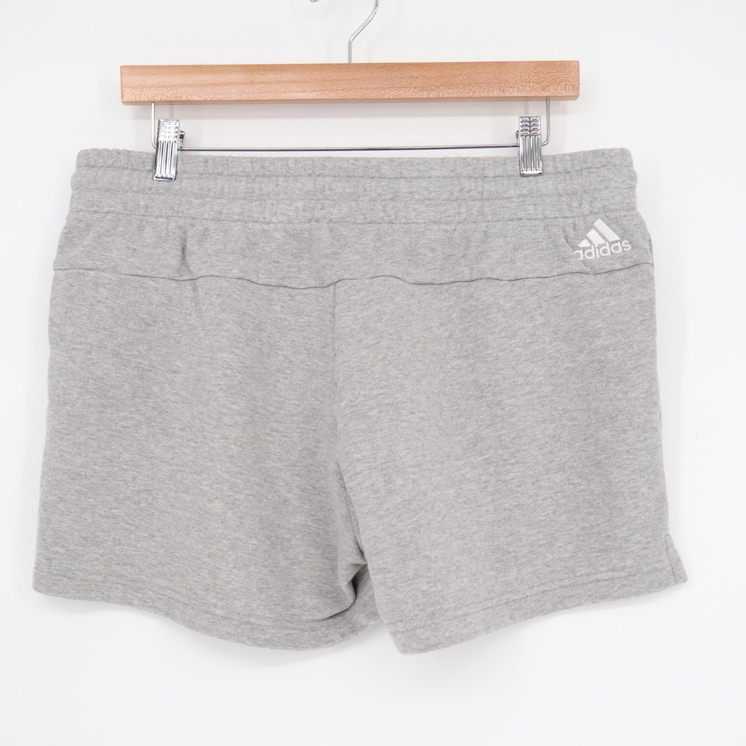 Adidas Sports Shorts Boys Large Heather Gray Cotton Drawstring Waist Performance