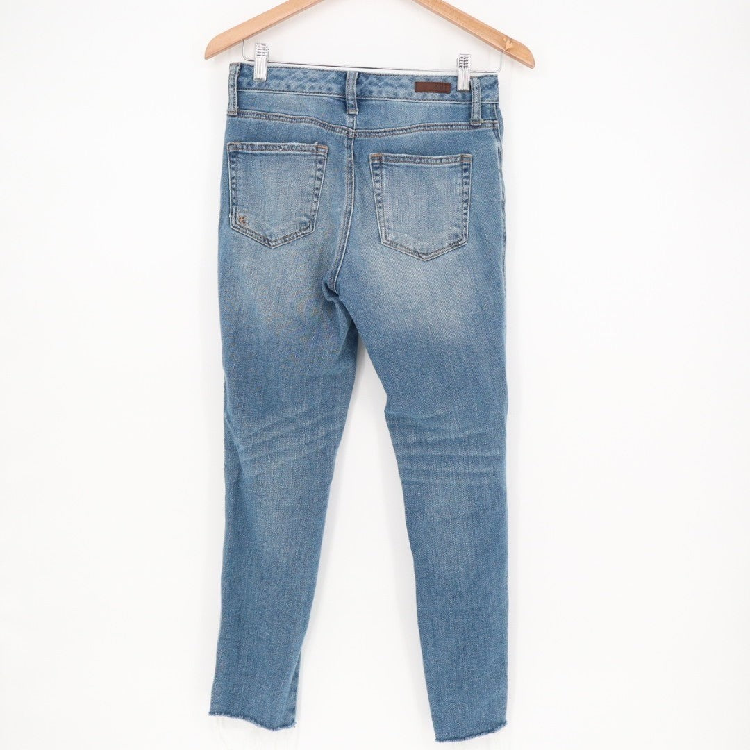 Kut From The Kloth Jeans Womens 0 Blue Cotton Distressed High Rise Cigarette Leg