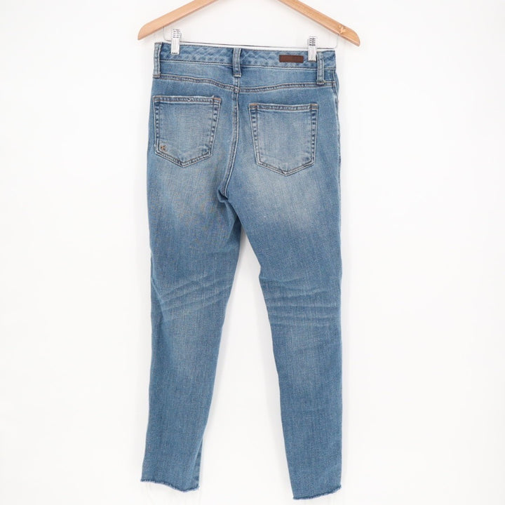Kut From The Kloth Jeans Womens 0 Blue Cotton Distressed High Rise Cigarette Leg