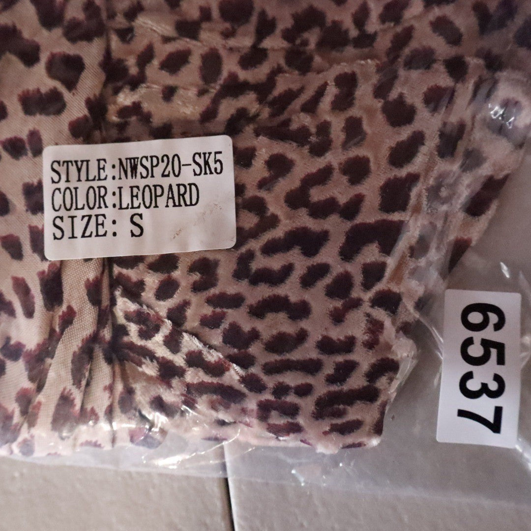 Naked Wardrobe The Statement Leopard Print Draped Ruffle Mini Skirt S