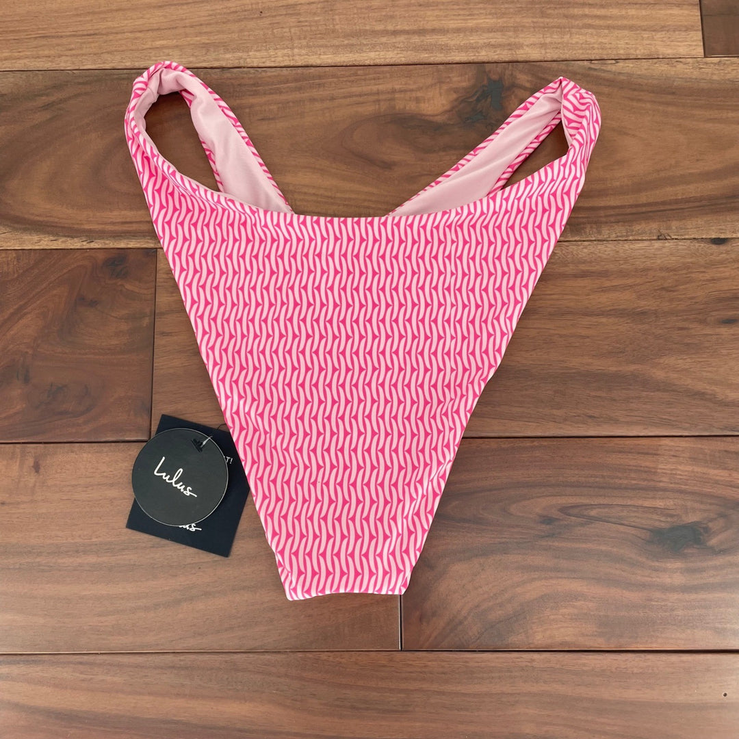 Lulus Nova Pink Geo Print Bikini Bottom Size M