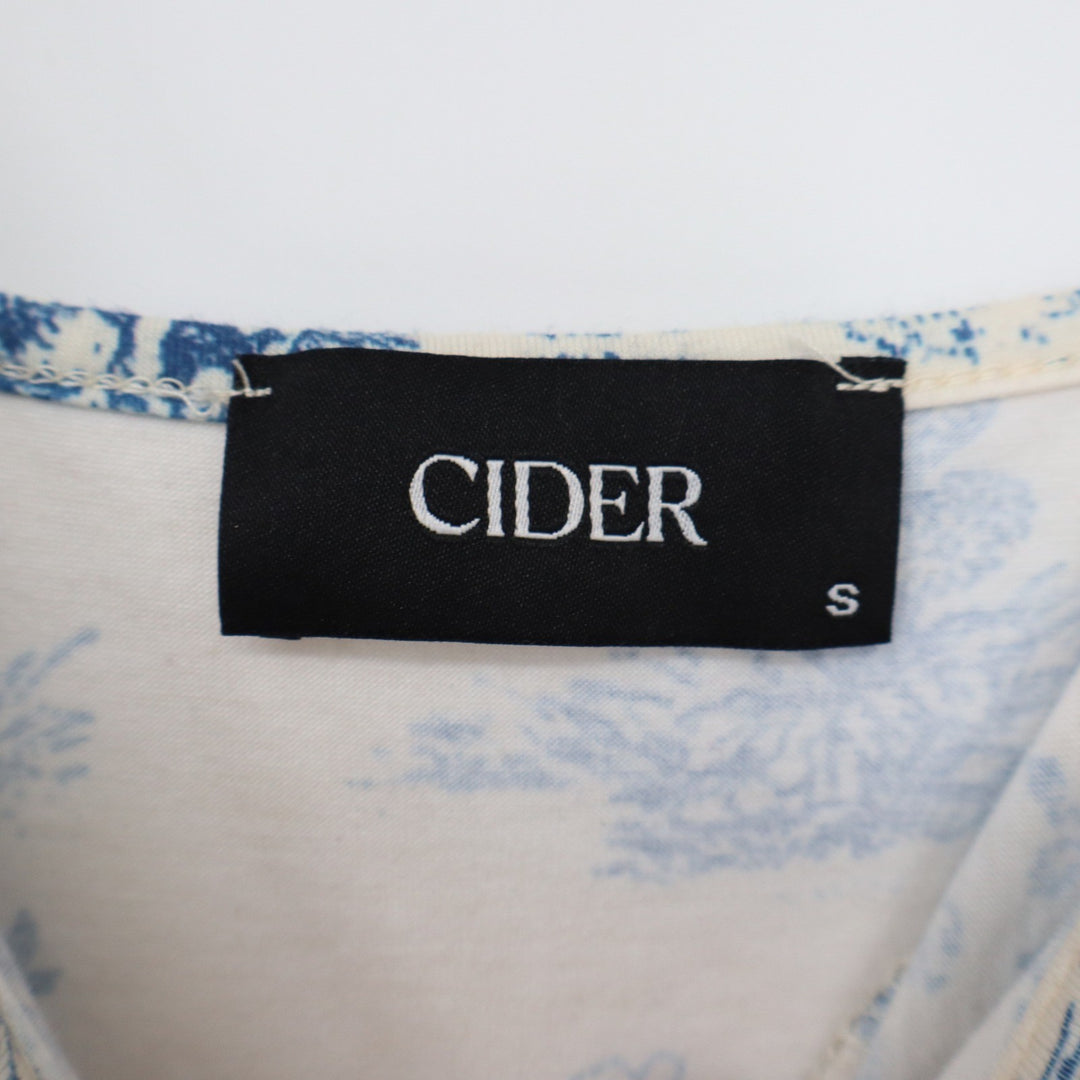 Cider Blue White Toile de Jouy Scenic Print Bodysuit Small