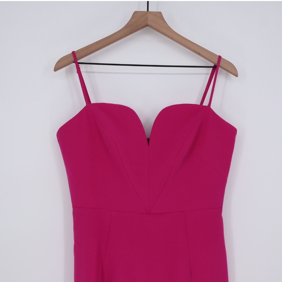 Milly Hot Pink V Neck Fit Flare Dress Size 10 Spaghetti Straps