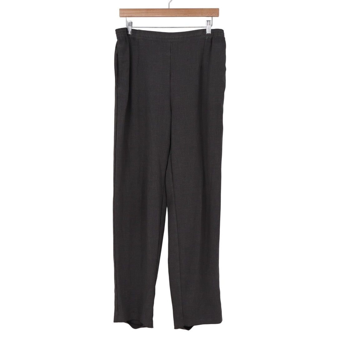 Koret Womens Charcoal Grey Elastic Waist Straight Leg Pull On Pants Size OS