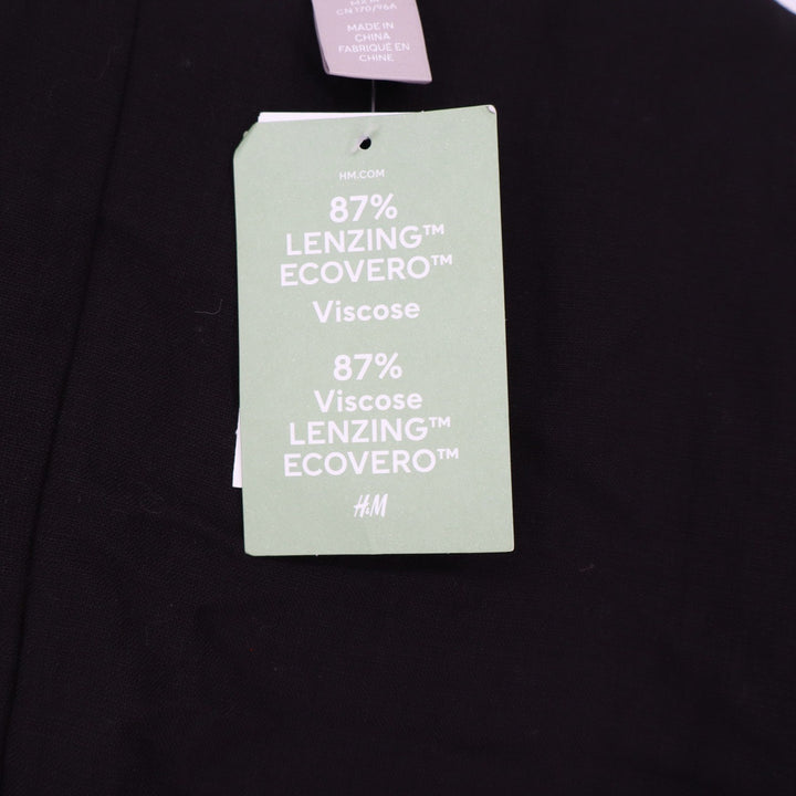 H&M Dress Womens Medium Short Sleeve Lenzing Ecovero Viscose Black Solid NEW