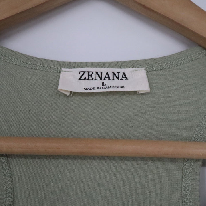 Zenana Womens Sage Green Ribbed Racerback Bodysuit Size L