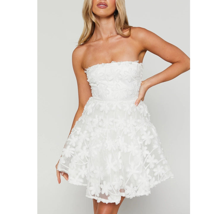 Showpo Angel Biba Rheiva White 3D Floral Embroidery Strapless Mini Dress 20 4XL