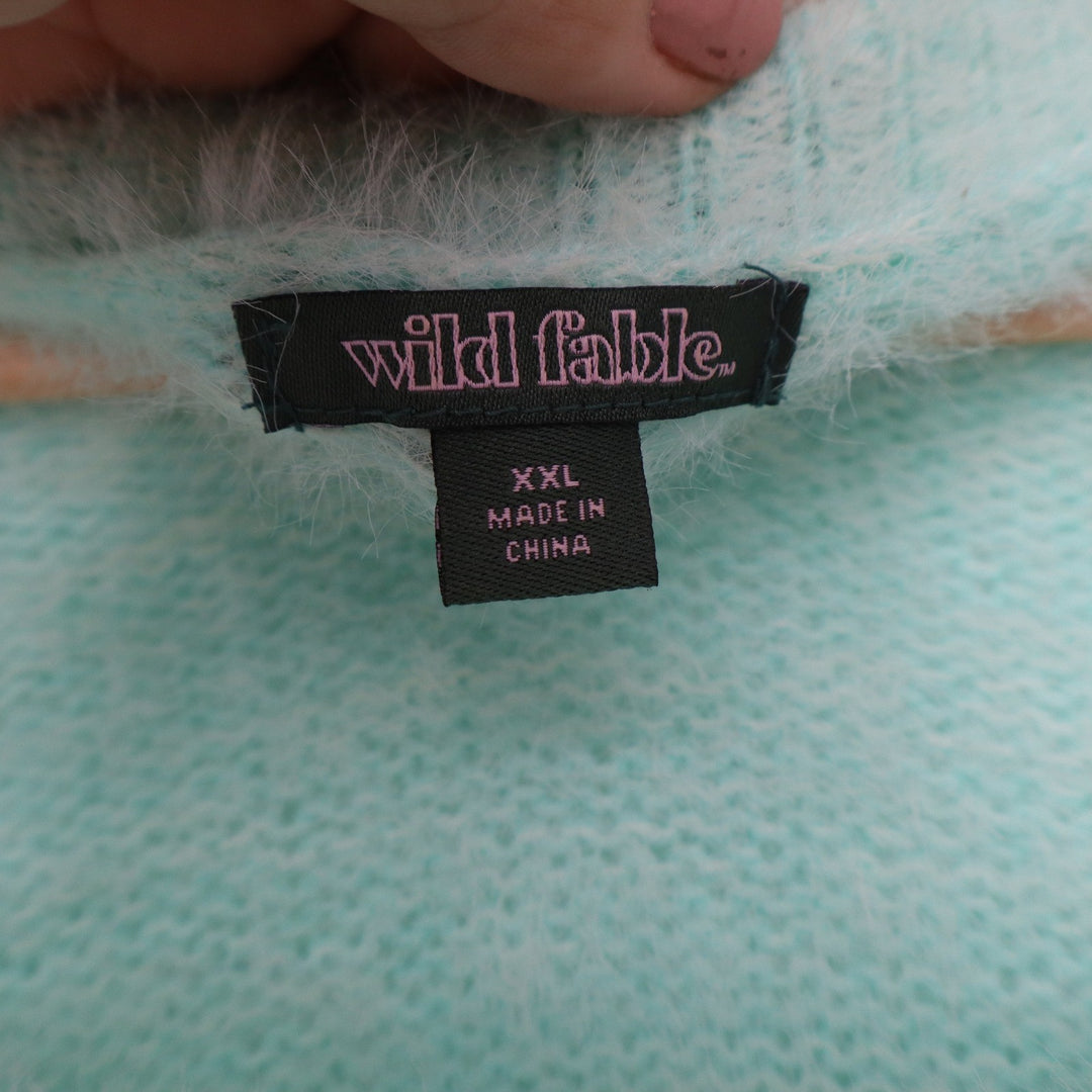 Wild Fable Mint Green Eyelash Fuzzy Knit Pullover Sweater XXL
