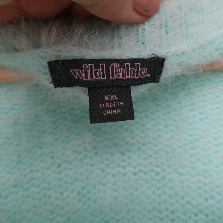 Wild Fable Mint Green Eyelash Fuzzy Knit Pullover Sweater XXL