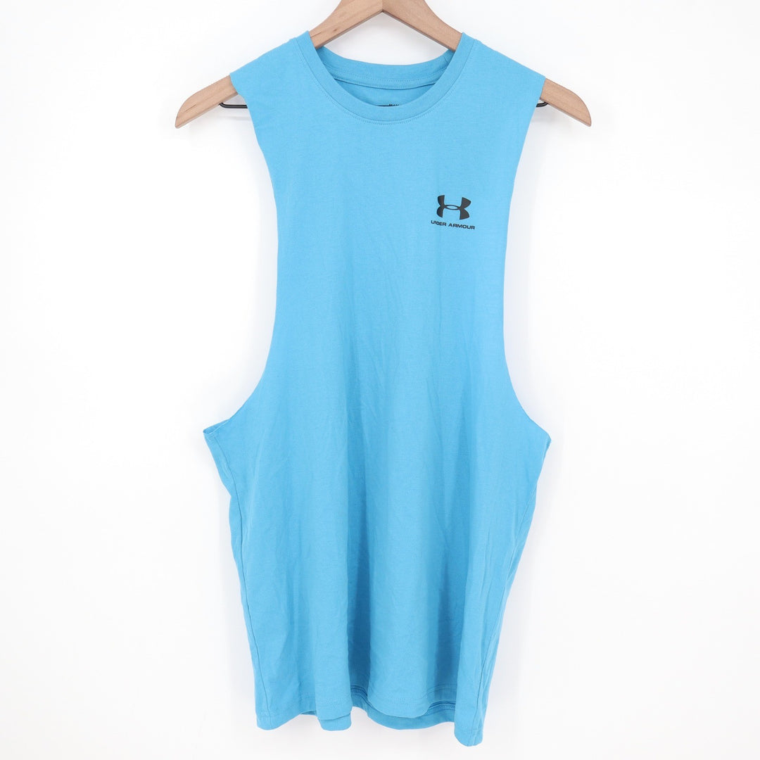 Under Armour Mens Left Chest Cut Off Muscle Tank Top Blue Size M NEW