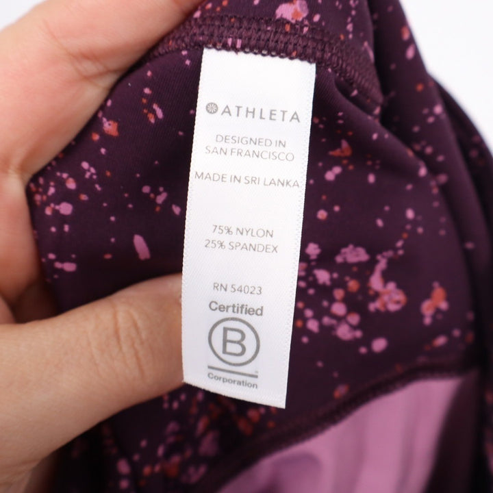 Athleta Ultimate Stash Pocket Splat Capri Leggings Womens XS Purple High Waist