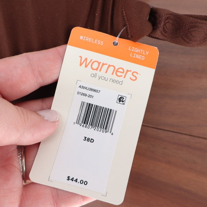 Warners Cloud 9 Bra Womens 38D Mahogany Stretch Super Soft Comfort Wireless