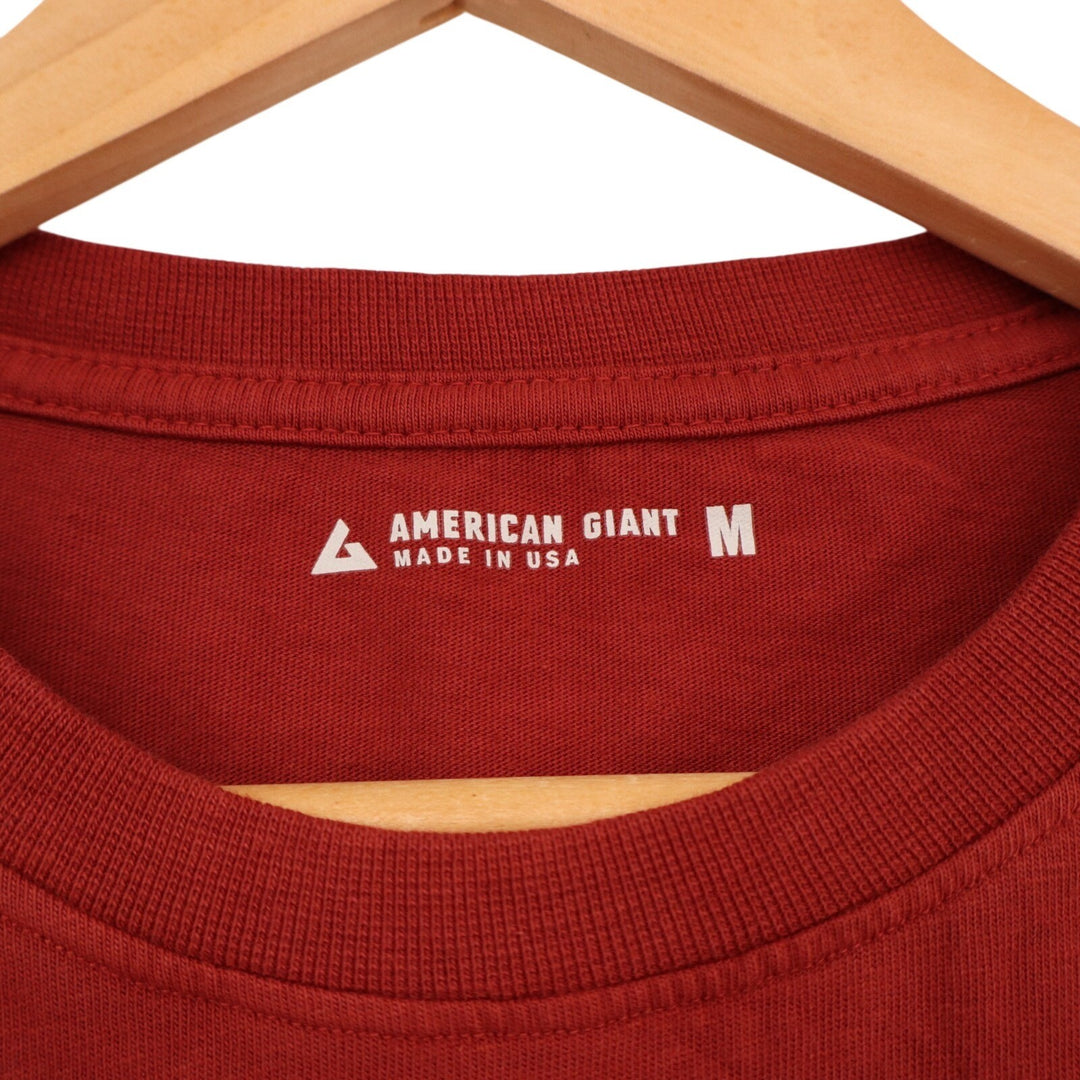 American Giant Pocket Tee Shirt Mens Medium Red Cotton Heavyweight Jersey Casual