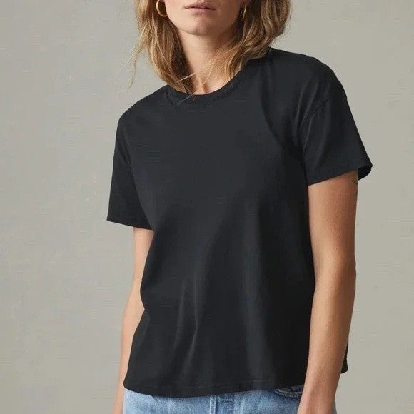 American Giant Women's Tee Black Crew Neck Short Sleeve Made in USA Size L