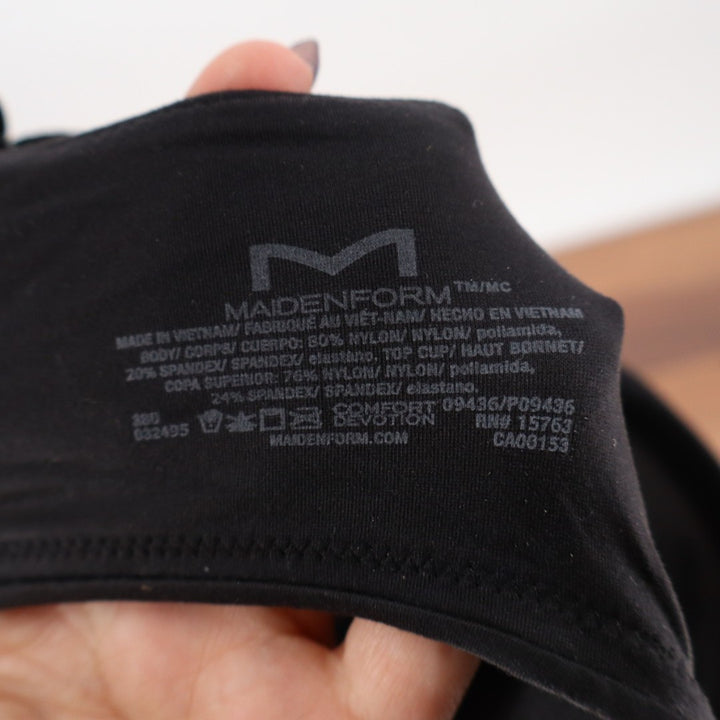 Maidenform Underwire T Shirt Bra Women 38D Black Full Coverage Convertible Strap