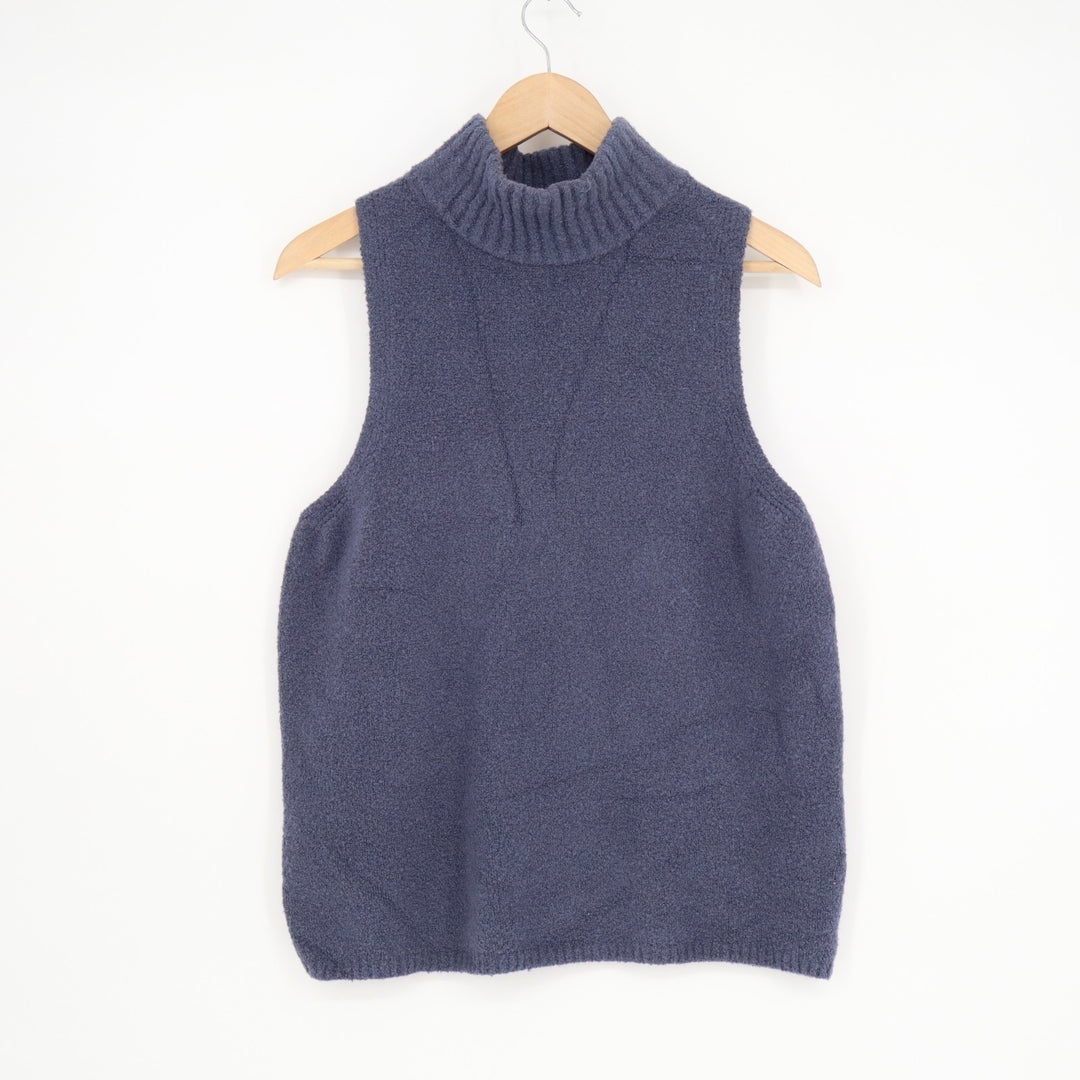 Express Vest Sweater Women XL Purple Slate Cotton Stretch Fleece Lined Mock Neck