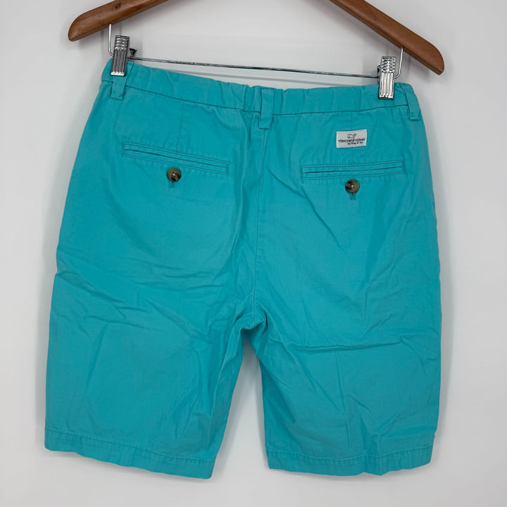 Vineyard Vines Chino Shorts Womens 18 Aqua Blue Cotton Logo Flat Front Outdoor