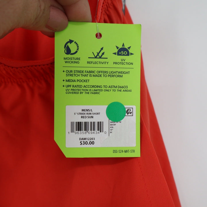 DSG Mens 5 Stride Run Shorts Red Sun Athletic Fit Built-in Brief L NEW