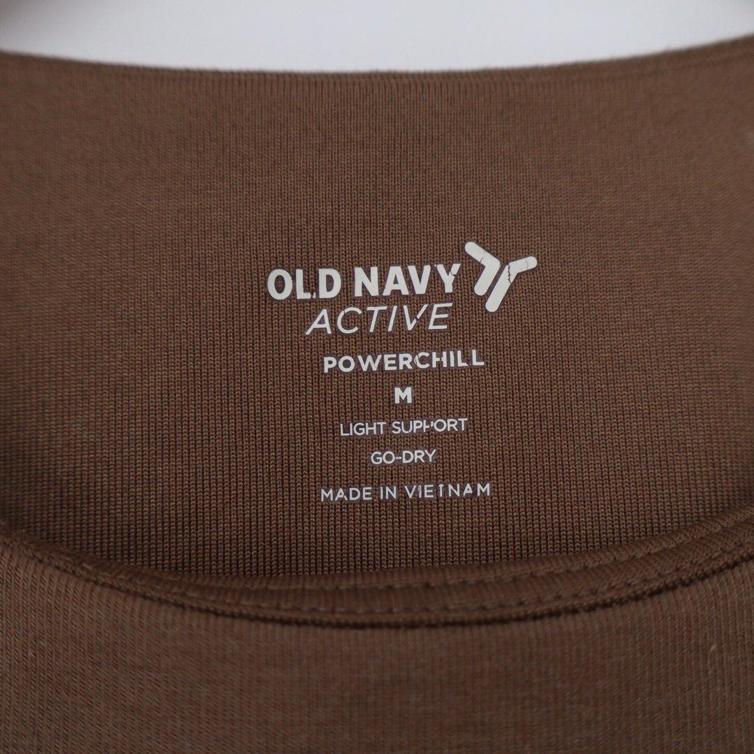 Old Navy Active PowerChill Brown High Neck Crop Tank Top Built-In Bra Medium