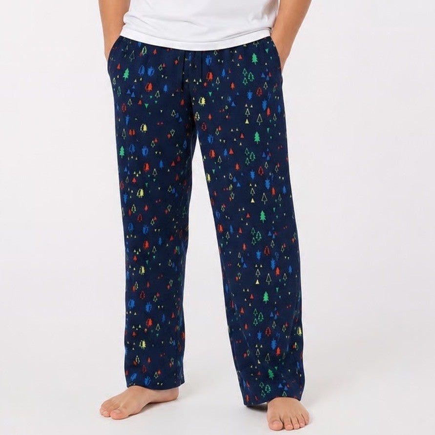 Eddie Bauer Kids M 10/12 Fleece Pajama Pants Navy Blue Christmas Tree Holiday