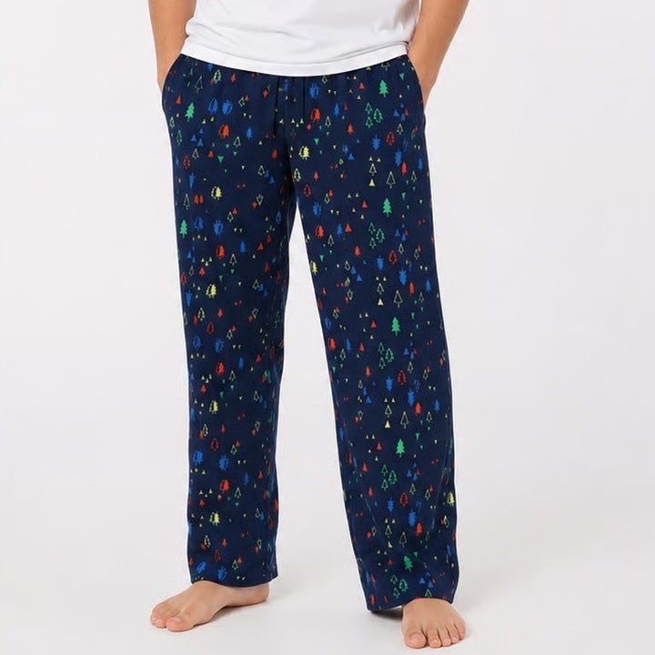 Eddie Bauer Kids M 10/12 Fleece Pajama Pants Navy Blue Christmas Tree Holiday