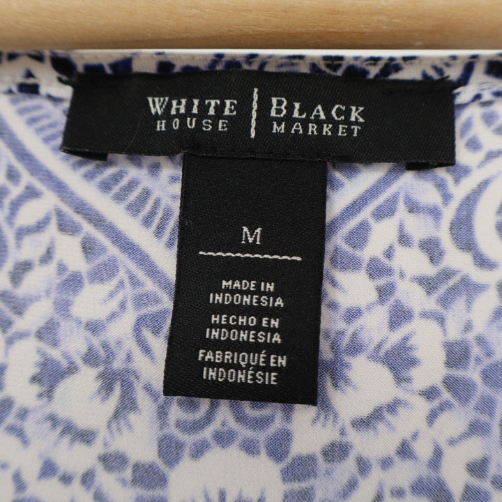 White House Black Market Blue Paisley Cowl Neck Sleeveless Top Womens Medium