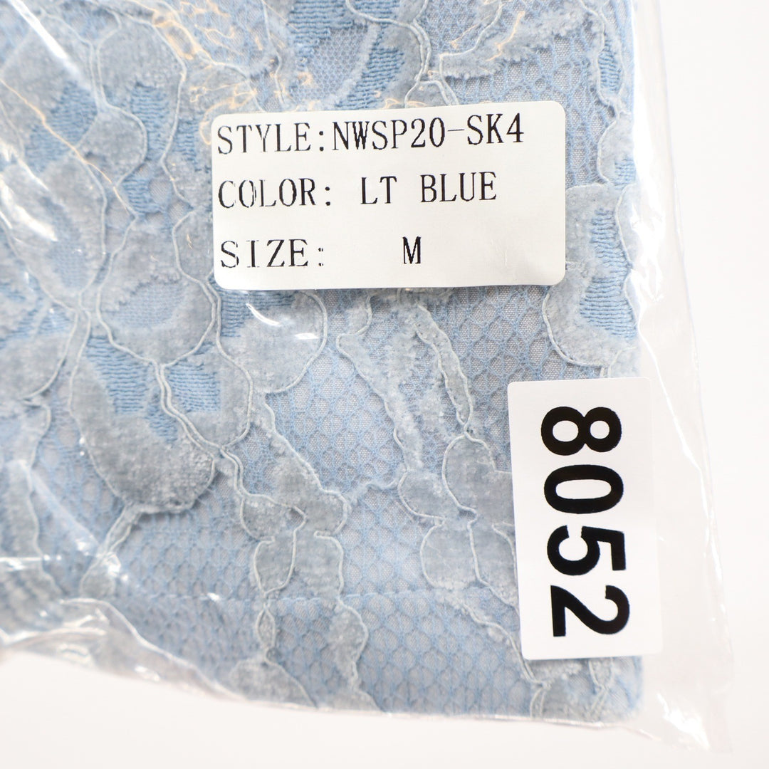 Naked Wardrobe Light Blue Floral Lace Mini Skirt Women's Medium High Rise