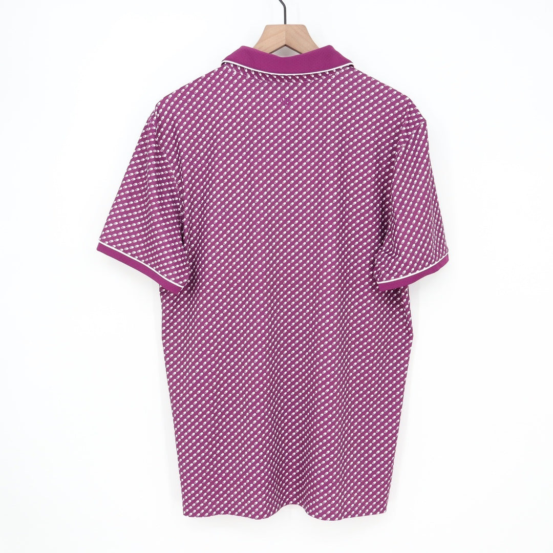 VRST Mens Contrast Printed Polo Shirt Black Cherry Geometric Large