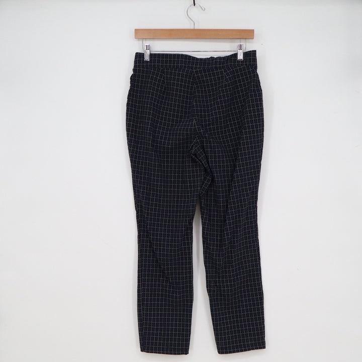 89th + Madison Womens Navy Blue Grid Lace Up Front Pull On Dress Pants Size M