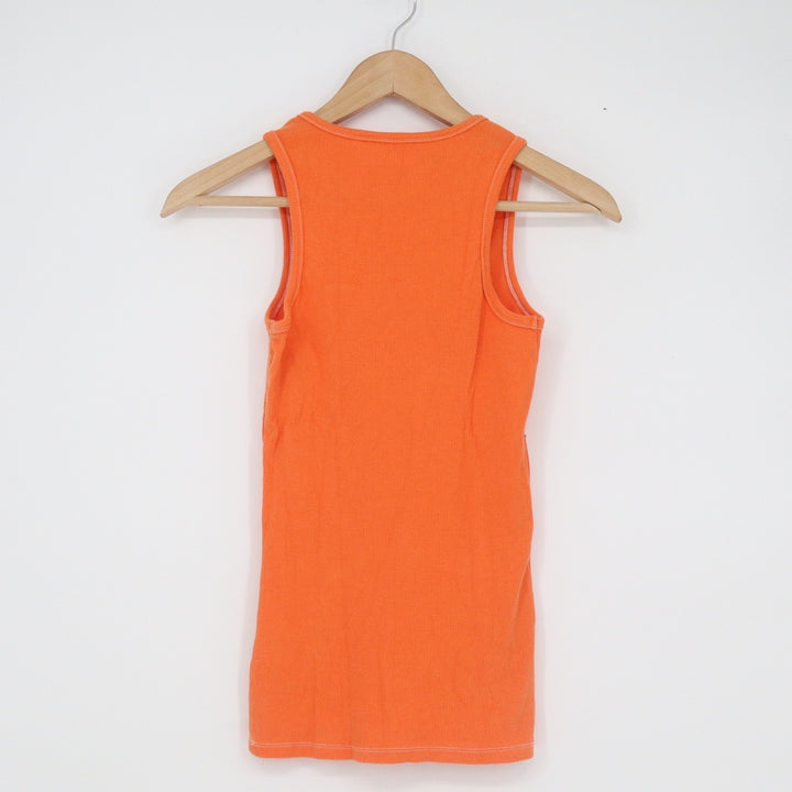 Guess Womens Ribbed Tank Top Orange Scoop Neck Slim Fit Sleeveless Size M
