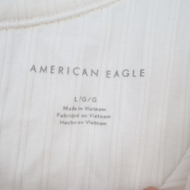 American Eagle Outfitters Cropped Top Womens Large White Ribbed One-Shoulder